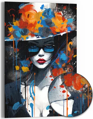 Produktbild von DEQOART Hybrid Leinwand Bild 60x90 cm 'Geheimnisvolle Farbwelt' Wandbild Glas flach modern