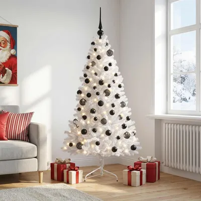 Productafbeelding van Kunstkerstboom met kerstbal 180 cm 300 LED's Warmwit