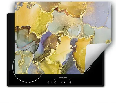 Produktbild von DarHaus Herdabdeckplatte 80x52 cm Anti Rutsch Matte Aufrollbar, bunt - Marmor