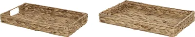 Produktbild von BELIANI Dekotablett 2er Set Natur aus Wasserhyazinthe Rechteckig Deko Wohnaccessoires Tischdeko Boho Modern für Esszimmer Esstisch Wohnzimmer