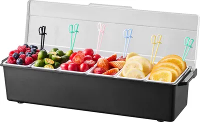 Zdjęcie produktu dla SucceBuy Chłodzony dozownik przypraw z 6 przegrodami i pokrywką, 503x165x117mm