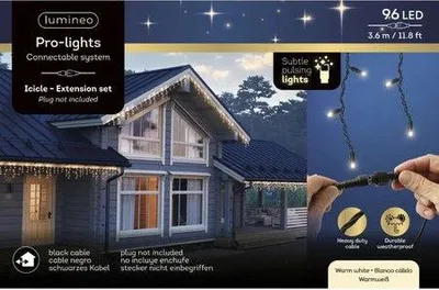 Productafbeelding van Led Icicle 3.6 meter 96 LED zwart/warm wit Lumineo