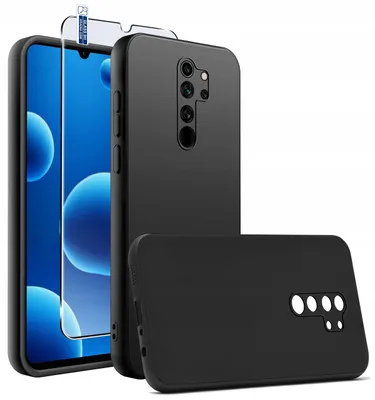 Zdjęcie produktu dla Etui Czarne Matowe Silikon Slim Do Xiaomi Redmi Note 8 Pro + Szkło 9H