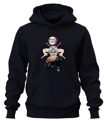 Immagine prodotto di Demon Slayer Inosuke Kimetsu no Yaiba Maschera di cinghiale Anime Gift Unisex Felpa con cappuccio, Navy, M