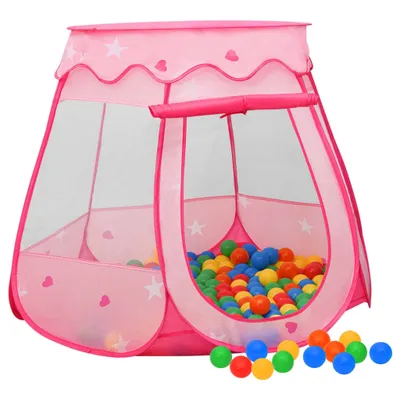 Zdjęcie produktu dla vidaXL Namiot do zabawy dla dzieci z 250 piłeczkami Różowy 102x102x82 cm