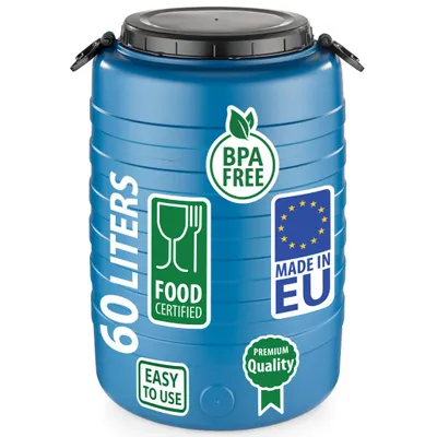 Produktbild von Weithalsfass Fasssilage Gepäcktonne Gärfass Gärbehälter Futtertonne 60 Liter mit Deckel Griffen blau