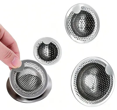 Produktbild von 3er Set Abflusssieb Edelstahl 5.2cm 7.6cm 10.2cm für Dusche Badewanne Küche