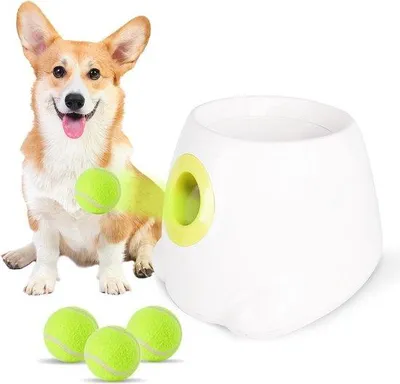 Produktbild von Automatischer Hundeballonwerfer für kleine und mittelgroße Hunde - inklusive 3 Tennisbällen