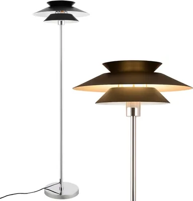Obrázek produktu pro ZMH Stojací lampa do obývacího pokoje Moderní stojací lampa černá E27 1 Plamen Stojací lampa kovová Elegantní stojací lampa do ložnice Studovna Kancelář