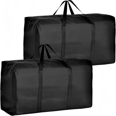 Productafbeelding van Extra grote zwarte opbergtas - Set van 2 - 600D Oxford - Heavy duty - Kleding - Beddengoed - Grote opslag