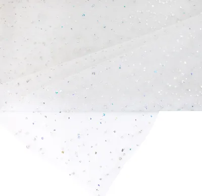 150cm breites, 3m langes, netzartiges weißes Tüllstoff mit Glitter. Perfekt für Bastelprojekte und Dekorationen