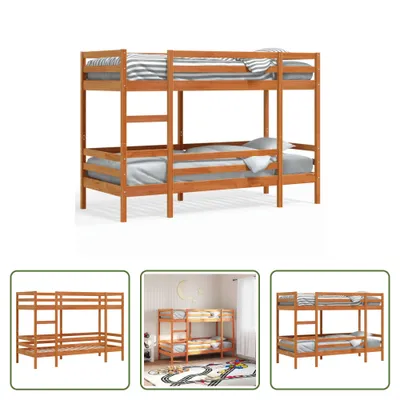 Produktbild von The Living Store Etagenbett Wachsbraun 90x200 cm Massivholz Kiefer