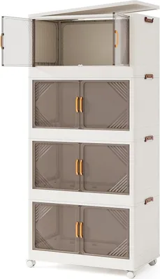 Image de Caisses de rangement empilables avec roulettes, capacité de 284 L