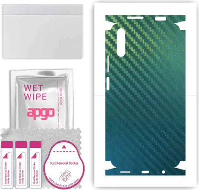 Produktbild von apgo Rückseite + Seiten Schutzfolie, Skin, kompatibel mit Honor 9X, Hinten Displayschutzfolie aus Vinylfolie, kratzfest, einfache Montage - Kohlenstoff-Chamäleon CAKA1