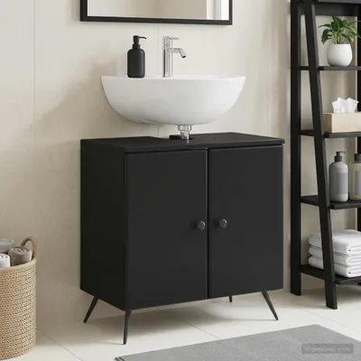 Zdjęcie produktu dla Maison Exclusive - Szafka pod umywalkę BREDA, czarna, 59,5 x 31,5 x 59 cm