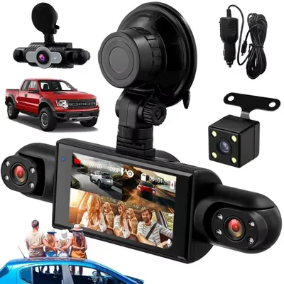 Productafbeelding van Dashboardcamera - Autocamera met 4 lenzen - 1080p - 3-inch display - Nachtzicht - Bewegingsdetectie - 25 frames per seconde