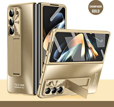 Produktbild von Hülle für Samsung Galaxy Z Fold 6 Hart PC Stander Schutzhülle mit Displayschutz / Linsenschutz Gold