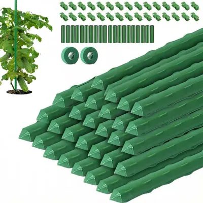 Imagen del producto de Varilla para plantas, 40 cm, 11 mm, paquete de 30 unidades con conectores y clips para jardín