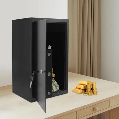 Image de Coffre-fort - Coffre-fort de sécurité - Coffre-fort pour documents - Coffre-fort pour argent - Coffre-fort pour bijoux - Noir - Capacité de 60 litres