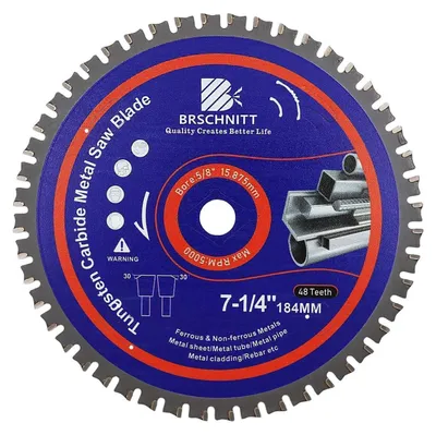 Obrázek produktu pro Kotouč na kov 184 mm, 48 zubů, s tvrdokovovými zuby, určený pro řezání oceli, hliníku, mědi a konstrukční oceli