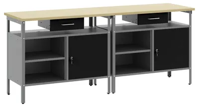 Image de Ensemble d'établi 2 pcs Noir et gris 200 x 55 x 85 cm