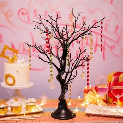 Dekorative Kunstbaum von 58 cm - Künstlicher Zweigbaum für Halloween, Weihnachten und Feiern, Ideal als Tischdekoration für