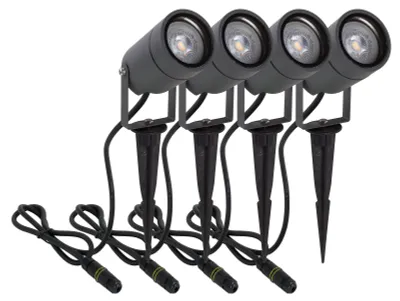Productafbeelding van Set van 4 Donkergrijze Aluminium Tuinspot Buiten, 5W 3000K Warm Wit Grondspot