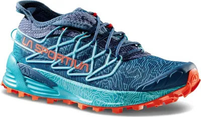 Trailrunning-Schuh "Mutant Woman" von La Sportiva in Blau und Orange mit griffiger Sohle.