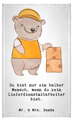 Produktbild von Mr. & Mrs. Panda Handtuch Lieferdienstmitarbeiter Herz - Weiß - Geschenk, Klein, Spruch, Frotteehandtuch, Pizzabäcker, Mini-Handtuch, Frotteetuch, Witzig, Pizzabote