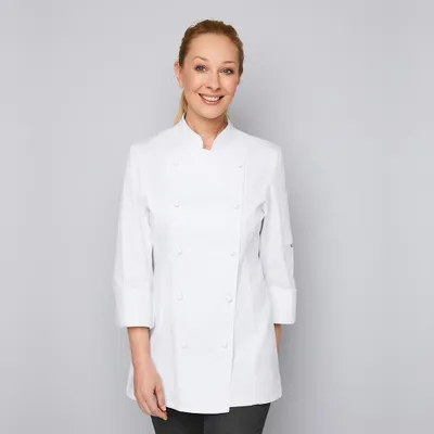 Produktbild von Damen Kochjacke, weiß, Gr. L : L : weiß : 100% Baumwolle