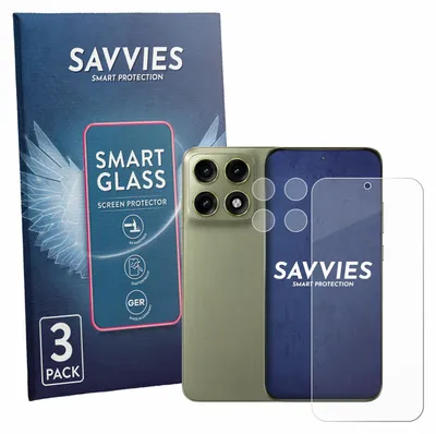 Produktbild von 3x Savvies Schutzglas Folie für Motorola Edge 70 Pro (Display+Kamera) 9H Panzer Schutzfolie Glas Displayschutz klar transparent