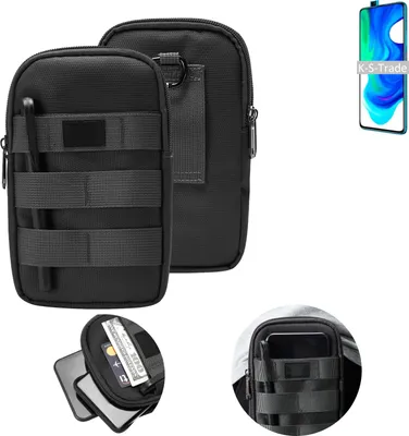 Produktbild von K-S-Trade Holster Gürtel Tasche kompatibel mit Xiaomi Poco F2 Pro Handy Tasche Schutz Hülle dunkel-grau viele Fächer, 1x