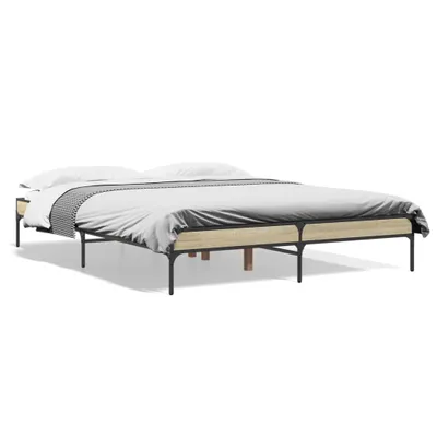 Produktbild von vidaXL Bettgestell Sonoma-Eiche 140x200 cm Holzwerkstoff und Metall