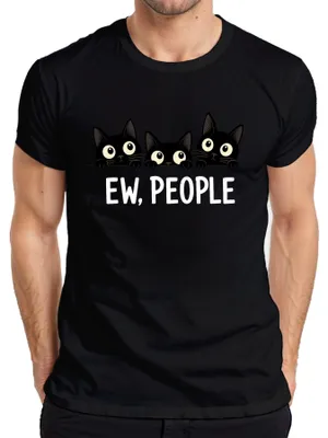 Zdjęcie produktu dla T-shirt męski "Ew People Schwarze Katzen Peeking Kätzchen Statement Sarkasmus", czarny, rozmiar 3XL