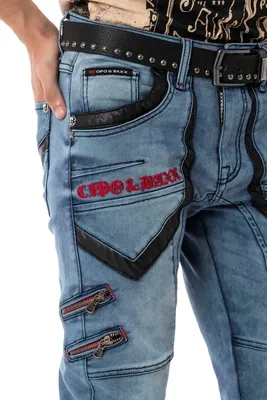 Produktbild von CD795 Herren Jeans Freizeithose mit Stickerei Elementen im Bikerstyle