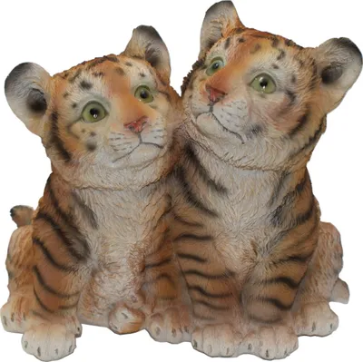 Produktbild von Tiger Baby Paar Kind Katze Skulptur Deko Afrika Tier Figur Statue Löwe Objekt