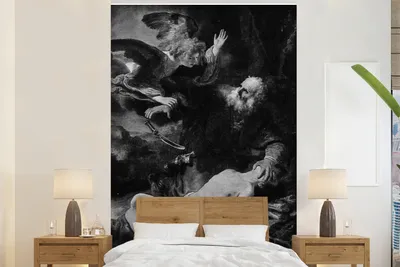 Produktbild von MuchoWow® Fototapete für Wohnzimmer oder Schlafzimmer Wandtapete Vinyl Motivtapete Die Opferung Abrahams - Gemälde von Rembrandt van Rijn - 225x350 cm - Schlafzimmer tapete