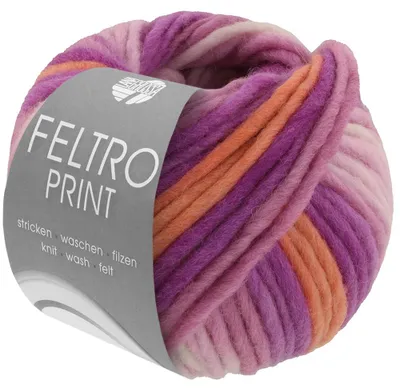 Produktbild von Lana Grossa FELTRO PRINT 50 g modernes Filzgarn 50 m  Farbe 1313 - Rotviolett/Altrosa/Mauve/Terrakotta
