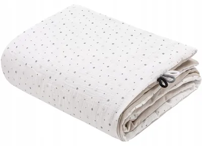 Obrázek produktu pro Jukki dětská deka 100x140 cm oboustranná – s výplní a senzorickými stužkami – Little Stars Muslin & Ecru Velvet