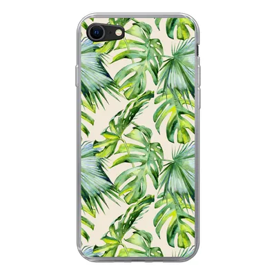 Produktbild von MuchoWow® Handyhülle Schutzhülle Hülle für iPhone SE 2020 Blätter - Muster - Monstera Silikon Softcase Handy Hülle - Kartenbesitzer