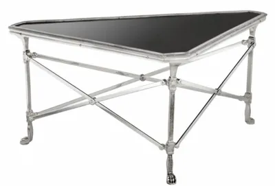 Produktbild von Casa Padrino Luxus Art Deco Designer Couchtisch - Messing und Granit - Antik Silber / Schwarz - 89 x 63 x H. 42 cm