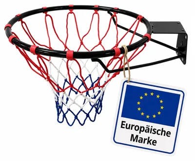 Productafbeelding van Relaxdays Basketballmand voor wandmontage, inclusief net en pluggen, geschikt voor buitengebruik, diameter: 45 cm, ijzeren basketballring, zwart