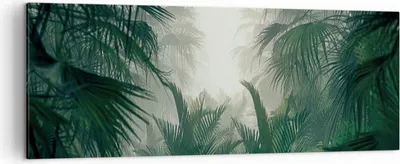 Produktbild von Bild auf Leinwand - Leinwandbild - Einteilig - Dschungel Blätter Palmen - 140x50cm - Wand Bild - Wanddeko - Wandbilder - Leinwanddruck - Bilder - Wanddekoration - Leinwand bilder - AB140x50-4504