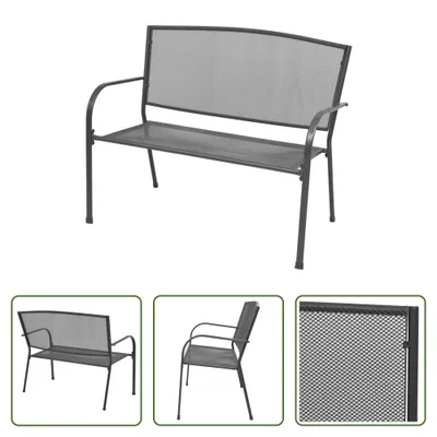 Obrázek produktu pro The Living Store zahradní lavička 108 cm z oceli a drátěného pletiva antracitové barvy
