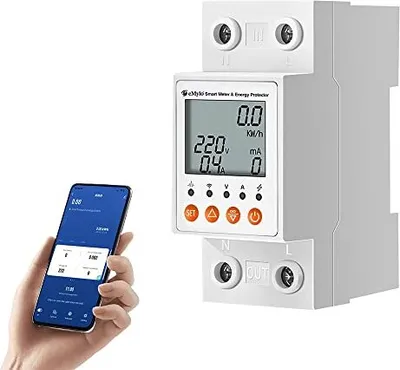 Produktbild von Emylo Smart WiFi Energy Messgerät, einphasige DIN-Schienen-LCD-Digitalzähler, Leckagenschalter Schalter AC 80-400V, Stromverbrauchsmonitor