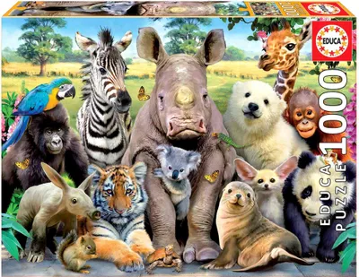 Produktbild von Educa 15517, Lustige Zootiere, 1000 Teile Puzzle für Erwachsene und Kinder ab 10 Jahren, Tierpuzzle