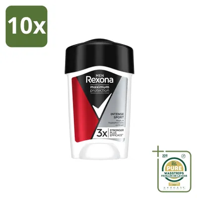 Image de 10 déodorants anti-transpirants Rexona Men Maximum Protection Intense Sport, format stick, 45 ml - Pack de 10