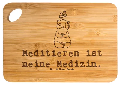 Produktbild von Mr. & Mrs. Panda Frühstücksbrett Panda Meditieren - Transparent - Geschenk, brotzeitbrettchen, Hackbrett, Meditation, Holzbrettchen, Meditationskurs, Brett, Holzbrett