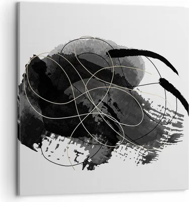 Produktbild von Bild auf Leinwand - Leinwandbild - Einteilig - Abstraktion Schwarz Flecken - 50x50cm - Wand Bild - Wanddeko - Wandbilder - Leinwanddruck - Bilder - Wanddekoration - Leinwand bilder - AC50x50-4368
