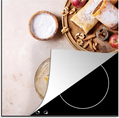 Produktbild von KitchenYeah© Herdabdeckplatte Gebäck - Gewürze - Obst - Apfelstrudel , 78x78cm, Küche Deko, Glaskeramikkochfeld Herdabdeckung, Abdeckplatte fùr Kochfeld